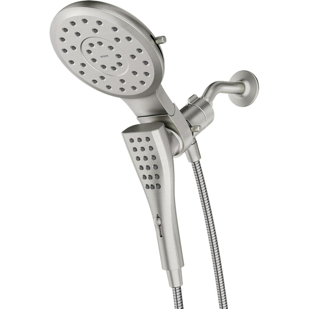 image:imageMoen Verso Round Rain Showerhead and Handshower Combination with Infiniti Dial and Magnetix Docking 60 Hose Matte Black 220C2EPBLSpot Resist Nickel