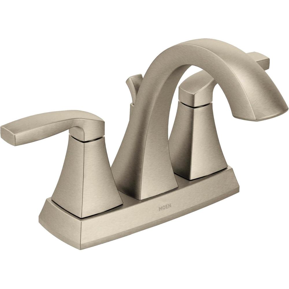 image:imageMoen Voss Brushed Gold Transitional TwoHandle High Arc Centerset Bathroom Faucet for 4Inch 3Hole Setup 6901BGBrushed Nickel