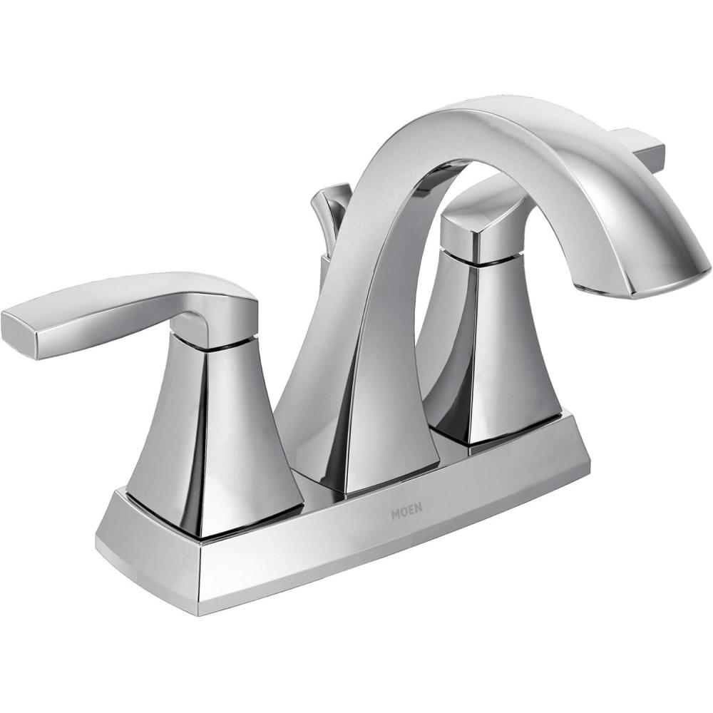 image:imageMoen Voss Brushed Gold Transitional TwoHandle High Arc Centerset Bathroom Faucet for 4Inch 3Hole Setup 6901BGChrome