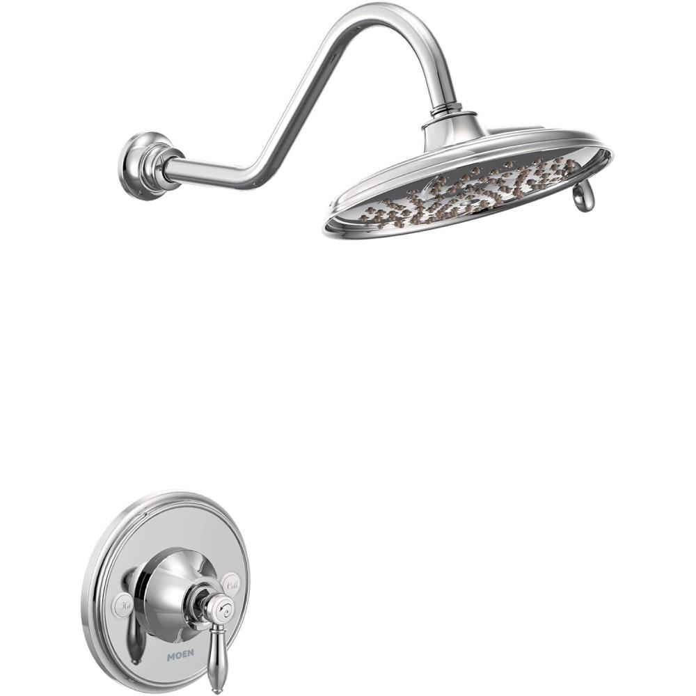 image:imageMoen Weymouth Brushed Gold PosiTemp Shower Trim Kit Valve Required including 9Inch 2Spray Rainshower TS32102BGChrome