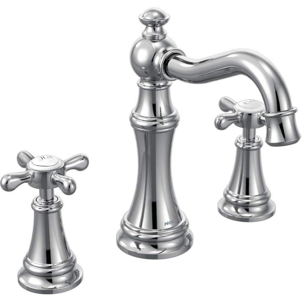 image:imageMoen Weymouth Brushed Gold TwoHandle Widespread Cross Handle Bathroom Faucet Trim Kit Valve Required TS42114BGPolished Nickel