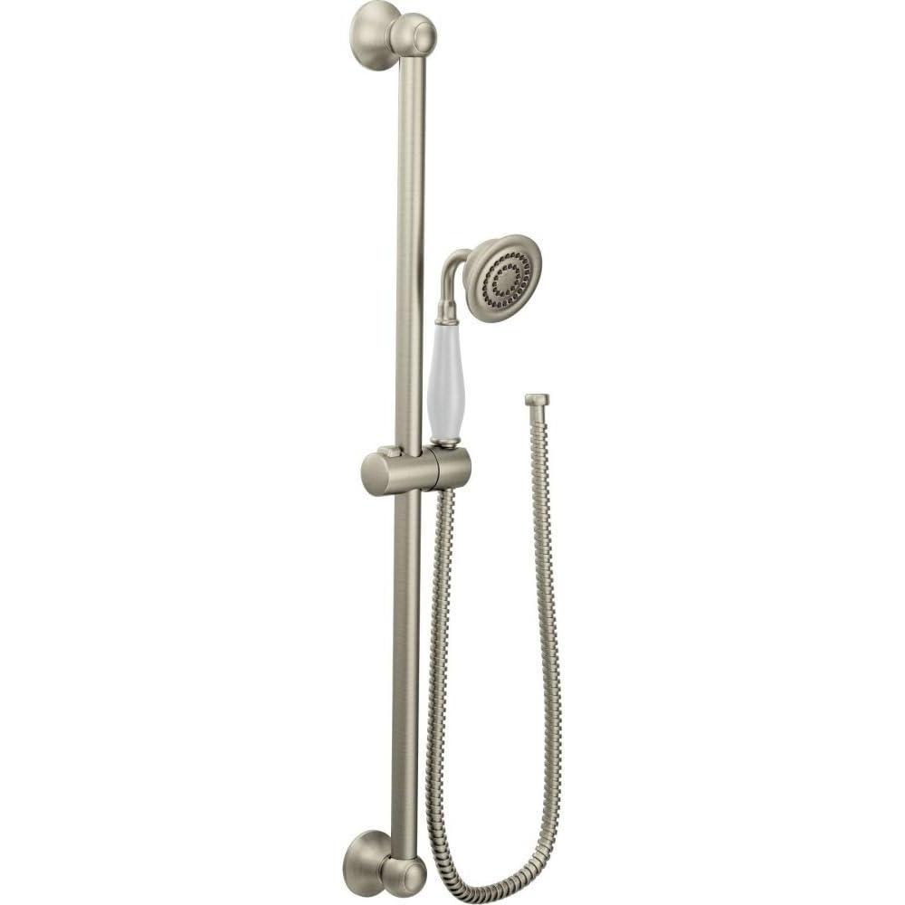 image:imageMoen Weymouth Chrome Traditional EcoPerformance Handshower Handheld Shower with 30Inch Slide Bar and 69Inch Metal Hose S12107EPBrushed Nickel