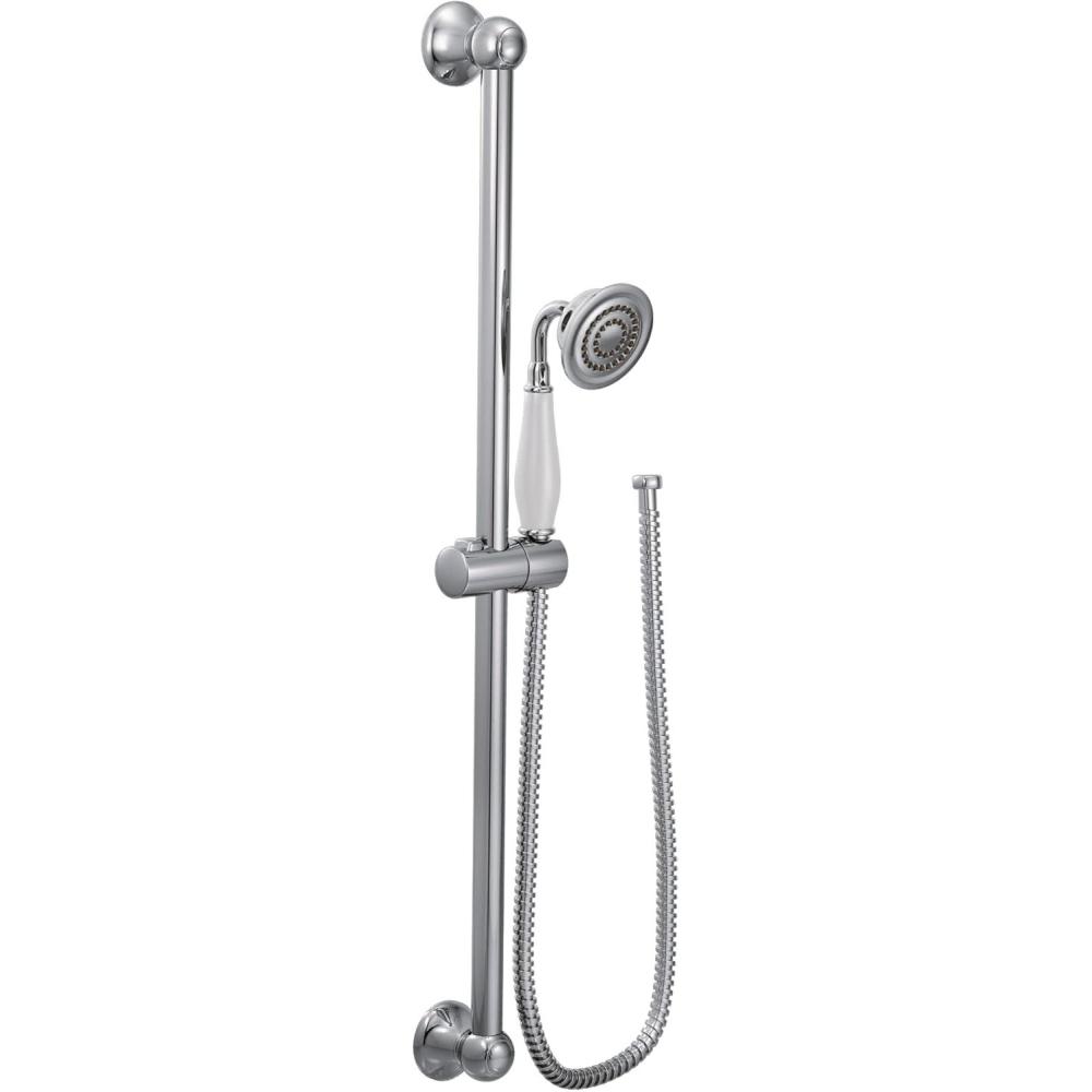 image:imageMoen Weymouth Chrome Traditional EcoPerformance Handshower Handheld Shower with 30Inch Slide Bar and 69Inch Metal Hose S12107EPChrome