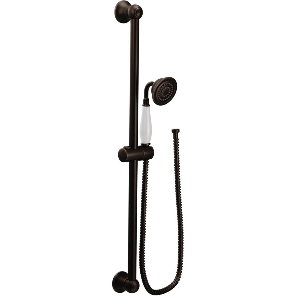 image:imageMoen Weymouth Chrome Traditional EcoPerformance Handshower Handheld Shower with 30Inch Slide Bar and 69Inch Metal Hose S12107EPOil Rubbed Bronze