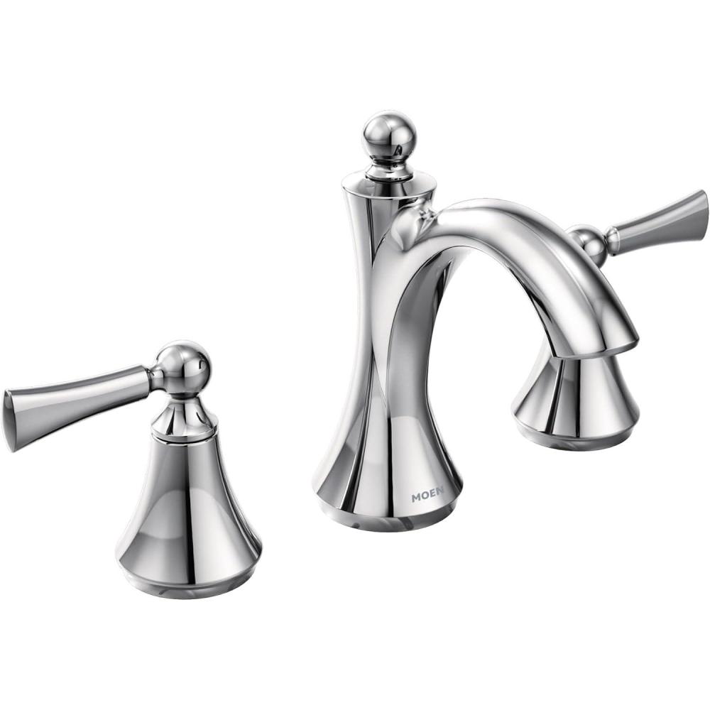 image:imageMoen Wynford Chrome TwoHandle Widespread HighArc Bathroom Faucet with Lever Handles Valve Required T4520Chrome
