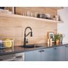 Moen Belfield Matte Black Kitchen Faucet, Modern Spring Kitchen Faucet with Power Boost, Pre-Rinse, One-Handle, Easy Installation, 5927BL(Matte Black)
