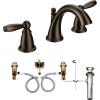 Moen Brantford Oil-Rubbed Bronze Two-Handle Widespread Bathroom Faucet Trim Kit Bathroom Faucets for Sink 3-hole Deck Mounted Setup, (Valve Required), T6620ORB(Oil Rubbed Bronze)