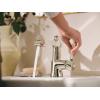 Moen Brushed Gold Flara One-Handle Single Hole Bathroom Faucet with Drain Assembly, S6981BG(Polished Nickel)