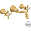 Moen Brushed Gold Weymouth 2-Handle Wall Mount High-Arc Bathroom Faucet (Valve Sold Separately), TS42112BG(Brushed Gold)
