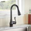 Moen CA87003BRB Single Handle Kitchen Faucet with Pullout Spray from the Anabelle Collection, Mediterranean Bronze