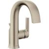 Moen Doux Matte Black One-Handle High Arc Laminar Stream Bathroom Faucet, Contemporary Single Hole Bathroom Sink Faucet, S6910BL(Brushed Nickel)