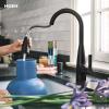 Moen Haelyn Spot Resist Stainless Single-Handle Pull-Down Sprayer Kitchen Faucet with an LED Light ColorCue Temperature Indicator and Soap Dispenser, 87627EISRS(Matte Black)