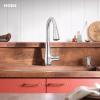 Moen Haelyn Spot Resist Stainless Single-Handle Pull-Down Sprayer Kitchen Faucet with an LED Light ColorCue Temperature Indicator and Soap Dispenser, 87627EISRS(Chrome)