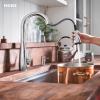 Moen Haelyn Spot Resist Stainless Single-Handle Pull-Down Sprayer Kitchen Faucet with an LED Light ColorCue Temperature Indicator and Soap Dispenser, 87627EISRS(Chrome)
