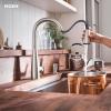 Moen Haelyn Spot Resist Stainless Single-Handle Pull-Down Sprayer Kitchen Faucet with an LED Light ColorCue Temperature Indicator and Soap Dispenser, 87627EISRS(Spot Resist Stainless)