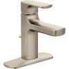 Moen Rizon Matte Black One-Handle Modern Bathroom Faucet with Drain Assembly, 6900BL(Brushed Nickel)