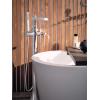 Moen S931 Flara One-Handle Freestanding Floor Mount Tub Filler with Handshower, Chrome(Polished Nickel)