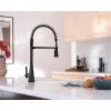 Moen Sinema Matte Black Single-Handle Touchless High Arc Pulldown Kitchen Faucet, Spring Kitchen Sink Faucet with Pulldown Sprayer Head and Wave Motion Sensor, S5235EWBL