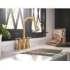 Moen Weymouth Matte Black Two Handle Pulldown Bridge Kitchen Faucet, S73204BL(Brushed Gold)