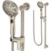 Moen 3671EP 5-Function Massaging Handshower with Toggle Pause, Includes 30-Inch Slide Bar and 69-Inch Hose, Chrome(Brushed Nickel)