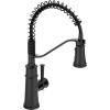 Moen Belfield Matte Black Kitchen Faucet, Modern Spring Kitchen Faucet with Power Boost, Pre-Rinse, One-Handle, Easy Installation, 5927BL(Matte Black)