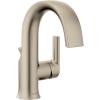 Moen Doux Matte Black One-Handle High Arc Laminar Stream Bathroom Faucet, Contemporary Single Hole Bathroom Sink Faucet, S6910BL(Brushed Nickel)