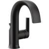 Moen Doux Matte Black One-Handle High Arc Laminar Stream Bathroom Faucet, Contemporary Single Hole Bathroom Sink Faucet, S6910BL(Matte Black)