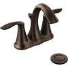Moen Eva Oil-Rubbed Bronze Two-Handle Centerset Lavatory Faucet with Drain Assembly, Sink Faucet Bathroom 3-Hole for Standard 4-inch Countertop Setup, 6410ORB(Oil Rubbed Bronze)