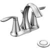 Moen Eva Oil-Rubbed Bronze Two-Handle Centerset Lavatory Faucet with Drain Assembly, Sink Faucet Bathroom 3-Hole for Standard 4-inch Countertop Setup, 6410ORB(Chrome)