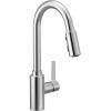 Moen Genta LX Motionsense Wave Sensor Touchless Matte Black One-Handle High Arc Pulldown Modern Kitchen Faucet Featuring Power Clean, 7882EWBL(Chrome)
