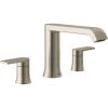Moen Genta LX Two-Handle Deck Mounted Roman Tub Faucet, Widespread Modern Bathtub Set for Soaking Tub, Valve Required, Brushed Nickel, T908BN(Brushed Nickel)