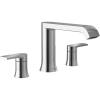 Moen Genta LX Two-Handle Deck Mounted Roman Tub Faucet, Widespread Modern Bathtub Set for Soaking Tub, Valve Required, Brushed Nickel, T908BN(Chrome)