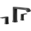 Moen Genta LX Two-Handle Deck Mounted Roman Tub Faucet, Widespread Modern Bathtub Set for Soaking Tub, Valve Required, Brushed Nickel, T908BN(Matte Black)