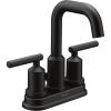 Moen Gibson Two-Handle Centerset High Arc Modern Bathroom Faucet with Drain Assembly, Matte Black, 6150BL(Matte Black)