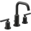 Moen Gibson Two-Handle High Arc Widespread Modern Bathroom Sink Faucet for 3-Hole Setups with Valve Included, Brushed Nickel, TV6142BN(Matte Black)