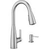 Moen Haelyn Spot Resist Stainless Single-Handle Pull-Down Sprayer Kitchen Faucet with an LED Light ColorCue Temperature Indicator and Soap Dispenser, 87627EISRS(Spot Resist Stainless)