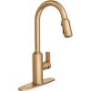 Moen Meena One Handle Kitchen Faucet with Pull Down Sprayer, High Arc Kitchen Sink Faucet Featuring Reflex System and Duralock Quick Connect, Bronzed Gold, 87270BZG(Bronzed Gold)