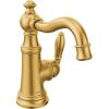 Moen S42107BG Weymouth One-Handle Single Hole Traditional Bathroom Sink Faucet with Drain Assembly, Brushed Gold(Brushed Gold)