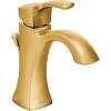 Moen Voss Brushed Gold One-Handle High-Arc Bathroom Faucet with Drain Assembly for Single-Hole Sink, 6903BG(Gold)