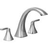 Moen Voss Brushed Gold Two-Handle Deck Mount Roman Tub Faucet Trim Kit, Valve Required, T693BG(Chrome)