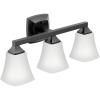 Moen Voss Matte Black 3-Light Dual-Mount Bath Bathroom Vanity Light Fixture with Frosted Glass, YB5163BL