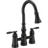 Moen Weymouth Matte Black Two Handle Pulldown Bridge Kitchen Faucet, S73204BL(Matte Black)