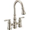 Moen Weymouth Matte Black Two Handle Pulldown Bridge Kitchen Faucet, S73204BL(Polished Nickel)