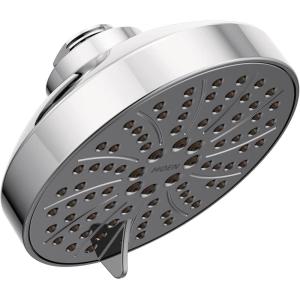 Moen 6512EPBL Gibson Eco-Performance Six-Function Showerhead, Pressure Boosting Shower Head for an Immersive, High-Pressure Spray, 4.5-Inch Diameter, Matte Black(Chrome)