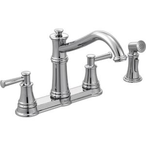 Moen 7255BL Belfield Traditional Two Handle High Arc Kitchen Faucet with Side Spray, Matte Black(Chrome)