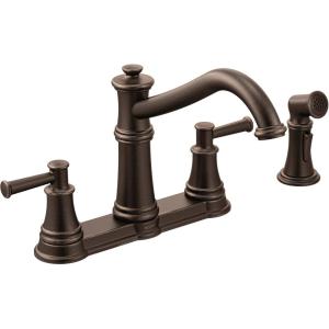 Moen 7255BL Belfield Traditional Two Handle High Arc Kitchen Faucet with Side Spray, Matte Black(Oil Rubbed Bronze)