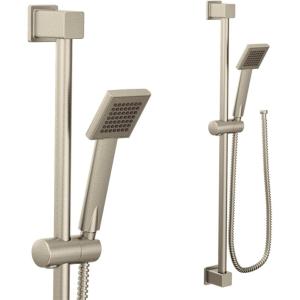 Moen 90 Degree Brushed Nickel Modern Eco-Performance Handshower Handheld Shower with 30-Inch Slide Bar and 69-Inch Metal Hose, S3879EPBN