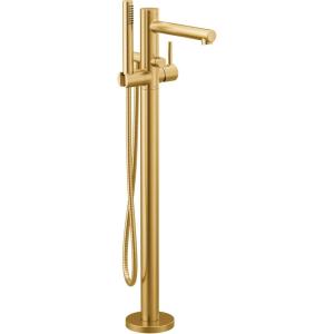 Moen Align Brushed Gold One-Handle Freestanding Floor Mount Tub Filler, Freestanding Tub Faucet with Handshower, 395BG(Brushed Gold)