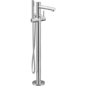 Moen Align Brushed Gold One-Handle Freestanding Floor Mount Tub Filler, Freestanding Tub Faucet with Handshower, 395BG(Chrome)