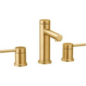 Moen Align Brushed Gold Two-Handle Three-Hole Modern Widespread Bathroom Faucet Trim Kit, Valve Required, T6193BG(Brushed Gold)